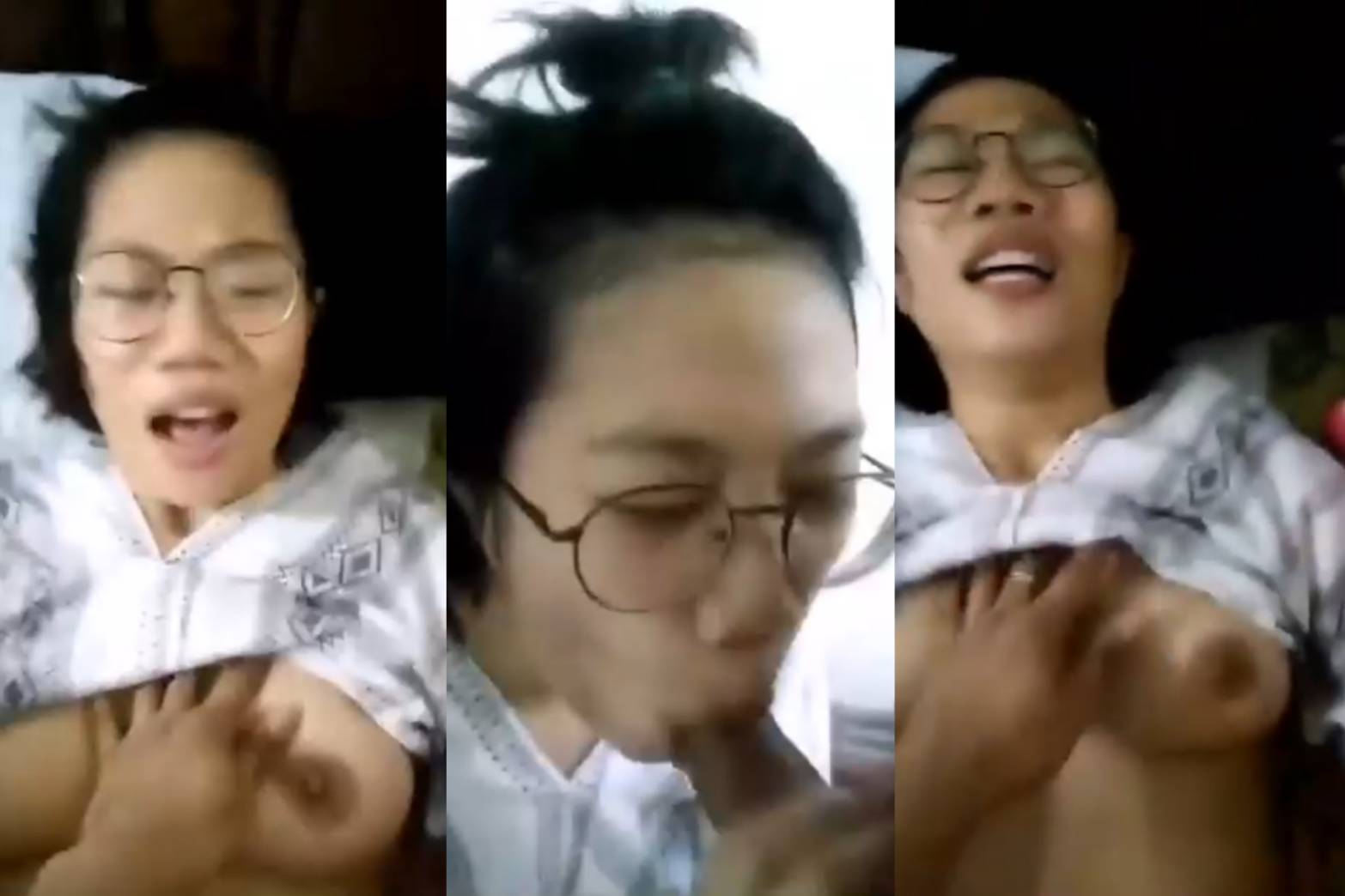 คลิปหลุดเด็กนักเรียนมัธยมปลาย น้องแว่นเย็ดกับแฟน ขึ้นขย่มควย แล้วนอนแหกหีให้แฟนเย็ดสดต่อ จับควยอมแล้วชักว่าวจนแตกคาปาก